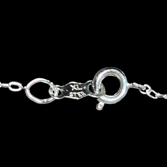 Vintage Sterling Silver BC Jade Oval Pendant Necklace - Picture 7 of 7